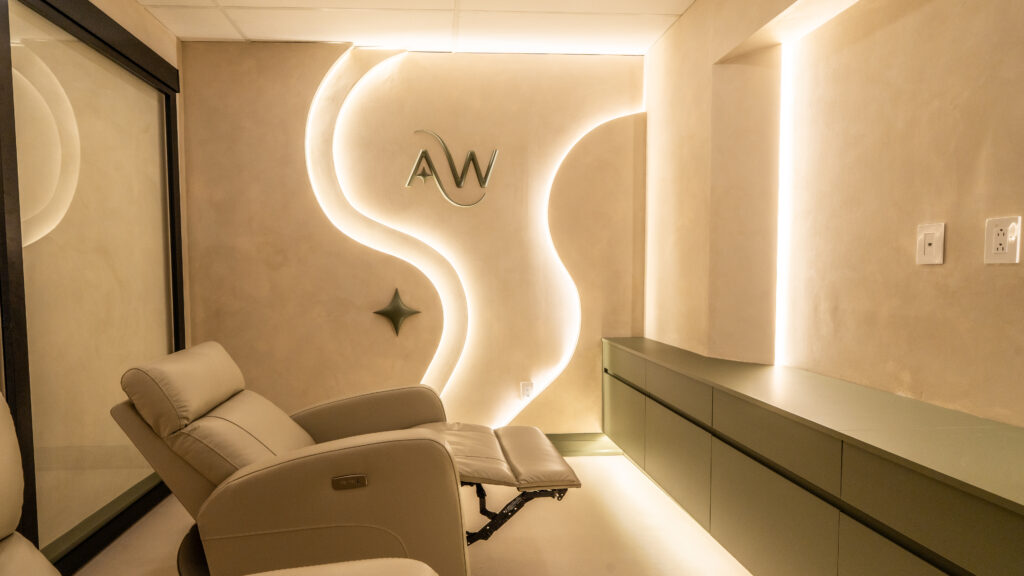 Comfortable lounge chair at AuraWell Health Centre in Woodbridge